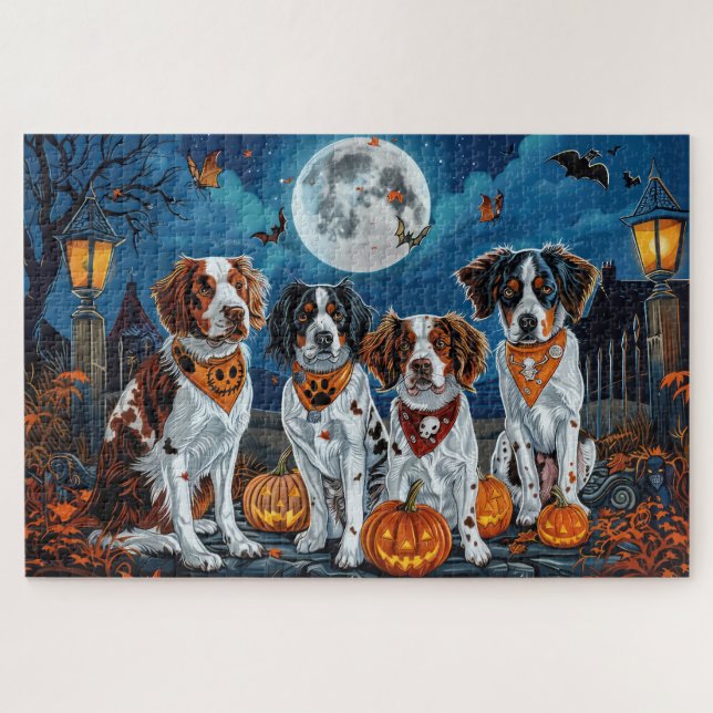 Brittany Spaniel Halloween Spooky Jigsaw Puzzle (Horizontal)