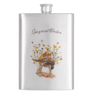 Brittany Spaniel, Hunting Pheasant Coffee Mug Flas Hip Flask