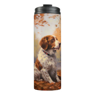 Brittany Spaniel in Autumn Leaves Fall Inspire Thermal Tumbler