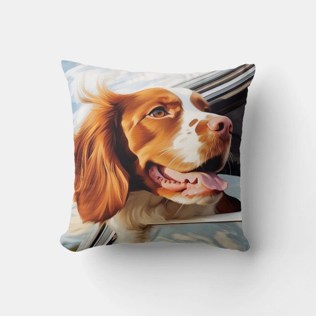 Brittany spaniel in Car Window Cushion (Front)