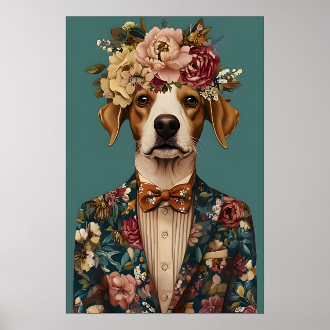 Brittany Spaniel In Suit Poster, Brittany Poster (Front)
