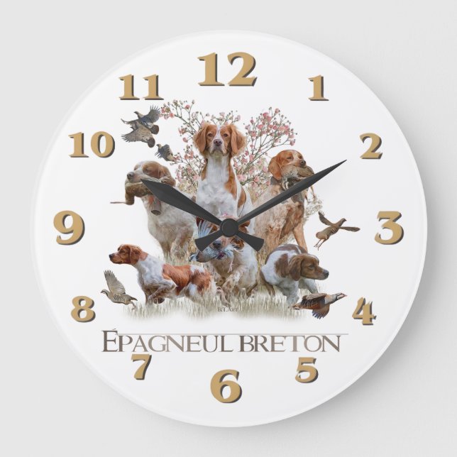 Brittany Spaniel   Large Clock (Front)