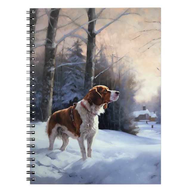 Brittany Spaniel Let It Snow Christmas Notebook (Front)