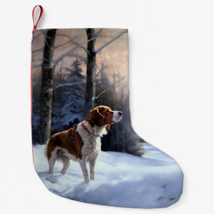 Brittany Spaniel Let It Snow Christmas Small Christmas Stocking
