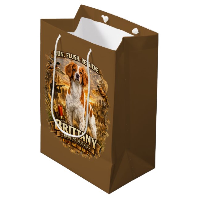 Brittany Spaniel Medium Gift Bag (Front Angled)