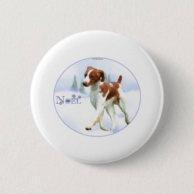 Brittany Spaniel Noel 6 Cm Round Badge (Front)