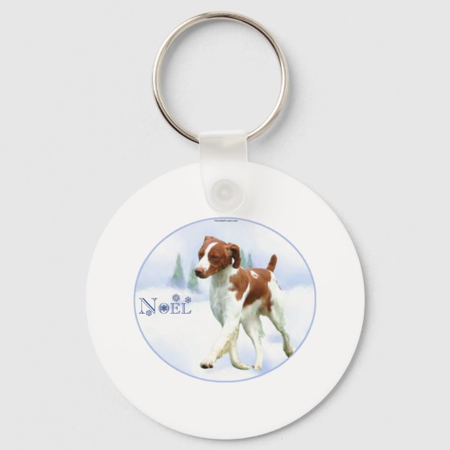 Brittany Spaniel Noel Key Ring (Front)