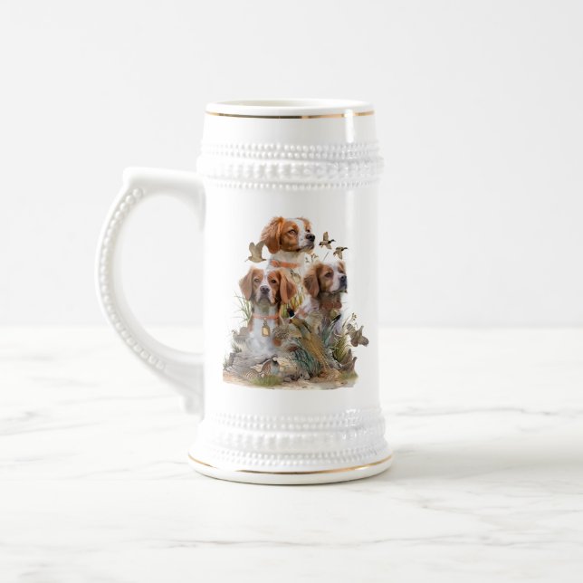 Brittany Spaniel , Passion for Birds Beer Stein (Left)