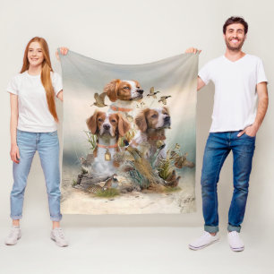 Brittany Spaniel , Passion for Birds Fleece Blanket