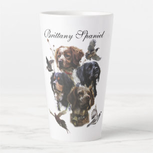 Brittany Spaniel , Passion for Birds Latte Mug