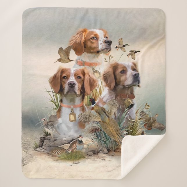 Brittany Spaniel , Passion for Birds Sherpa Blanket (Front)