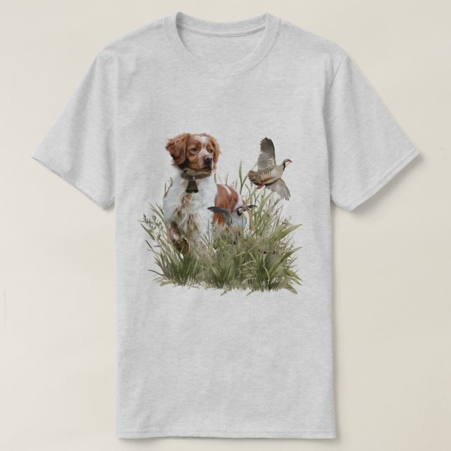 Brittany Spaniel , Passion for Birds T-Shirt (Design Front)