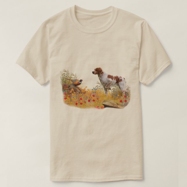 Brittany Spaniel , Passion for Birds T-Shirt (Design Front)