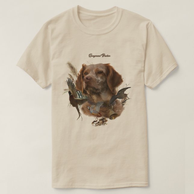 Brittany Spaniel , Passion for Birds T-Shirt (Design Front)