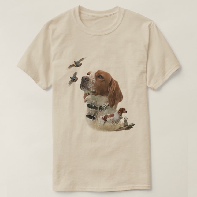 Brittany Spaniel , Passion for Birds T-Shirt (Design Front)