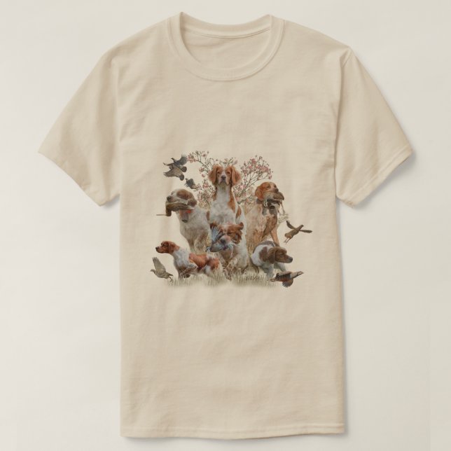 Brittany Spaniel , Passion for Birds T-Shirt (Design Front)