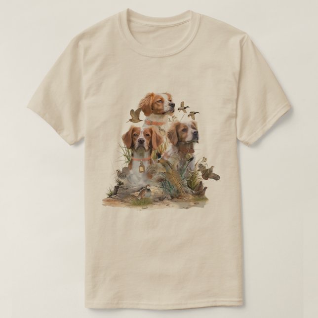 Brittany Spaniel , Passion for Birds T-Shirt (Design Front)