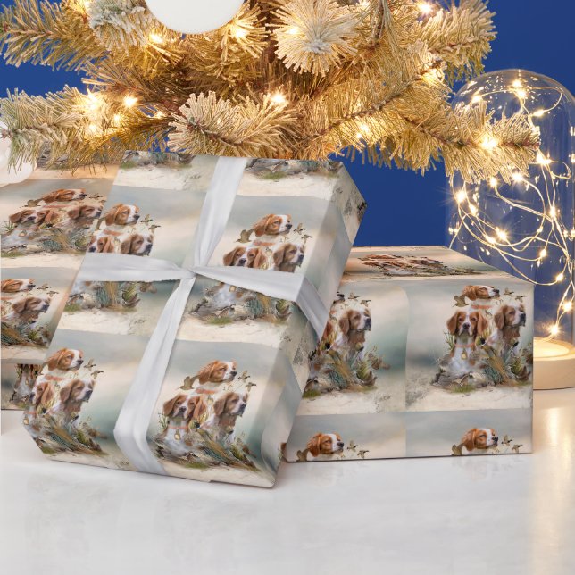 Brittany Spaniel , Passion for Birds Wrapping Paper (Holidays)
