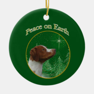 Brittany Spaniel Peace Ceramic Tree Decoration