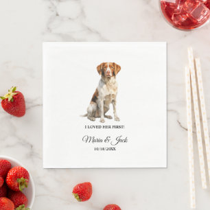 Brittany Spaniel Pet Cocktail Wedding Napkin