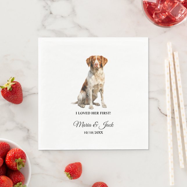Brittany Spaniel Pet Cocktail Wedding  Napkin (Insitu)