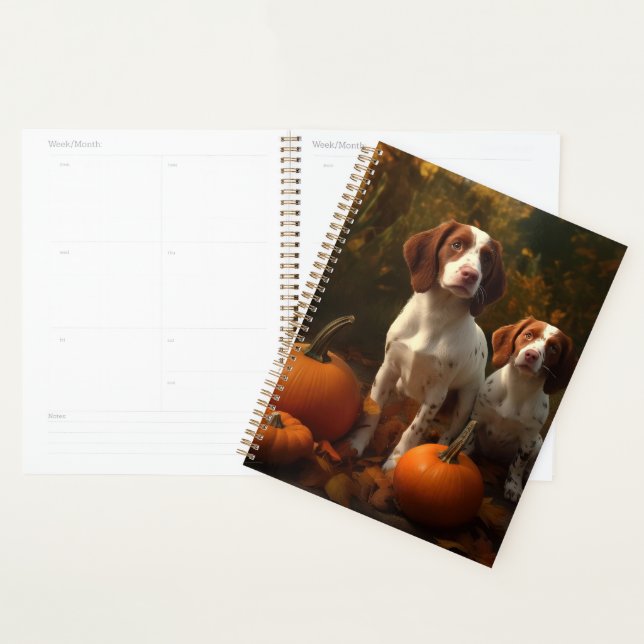 Brittany Spaniel Puppy Autumn Delight Pumpkin  Planner (Display)