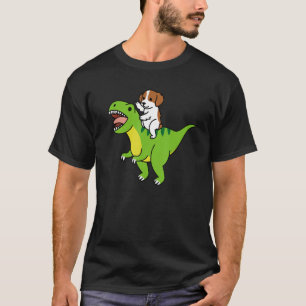 Brittany Spaniel Riding Rex Dinosaur Dog T-Shirt