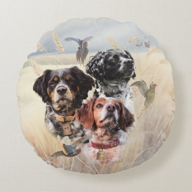Brittany Spaniel Round Cushion (Front)