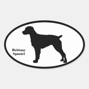 Brittany Spaniel SIlhouette Oval Sticker