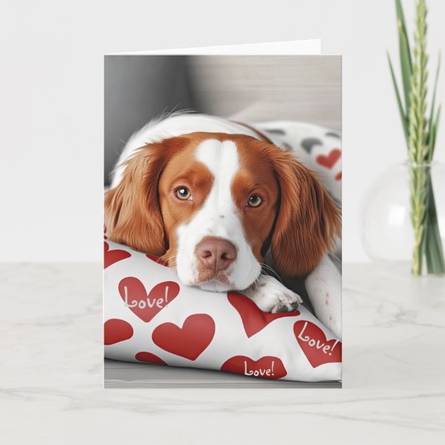 Brittany Spaniel Valentine Card (Front)