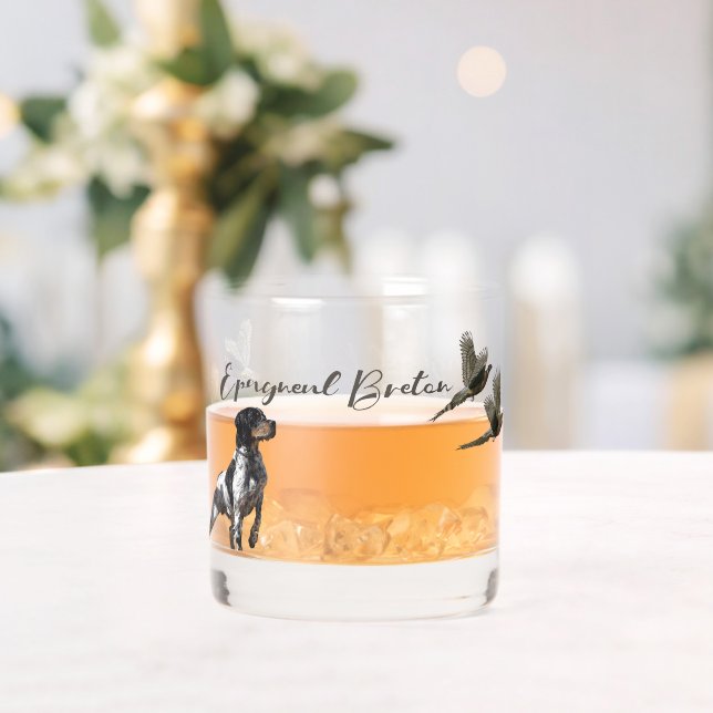 Brittany Spaniel  Whiskey Glass (Insitu (Wedding))