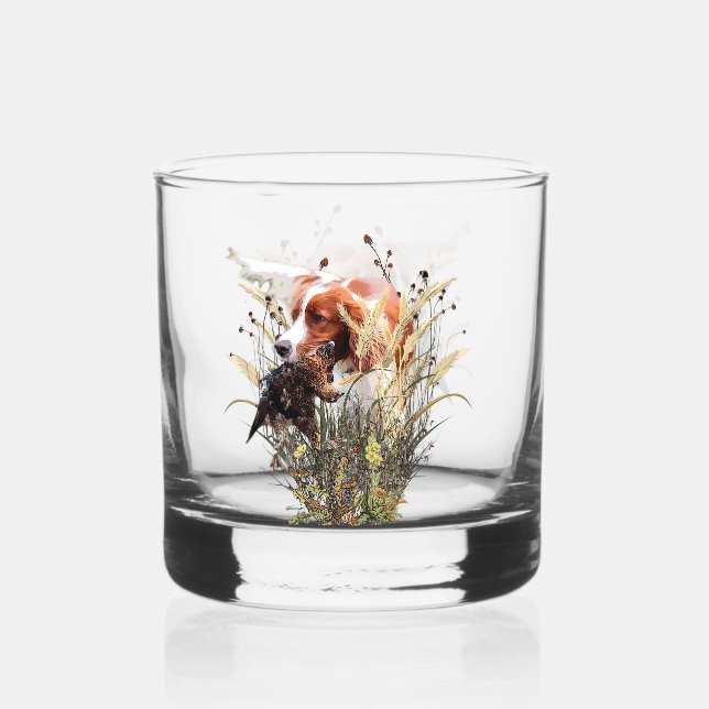 Brittany Spaniel  Whiskey Glass (Front)
