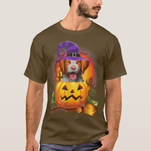 Brittany Spaniel Witch Pumpkin Halloween Dog Lover T-Shirt