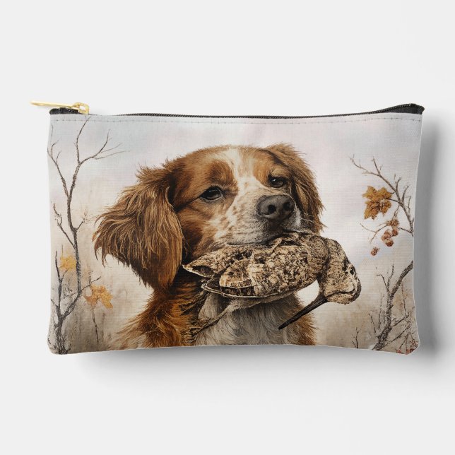 Brittany Spaniel & Woodcock Hunt Accessory Pouch (Front)