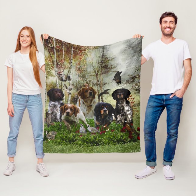  Brittany Spaniels,   Bird Hunting     Fleece Blanket (In Situ)