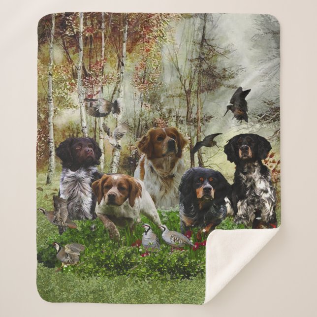  Brittany Spaniels,   Bird Hunting      Sherpa Blanket (Front)