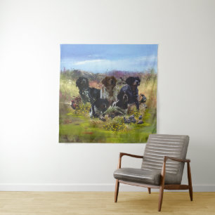  Brittany Spaniels,   Bird Hunting     Tapestry