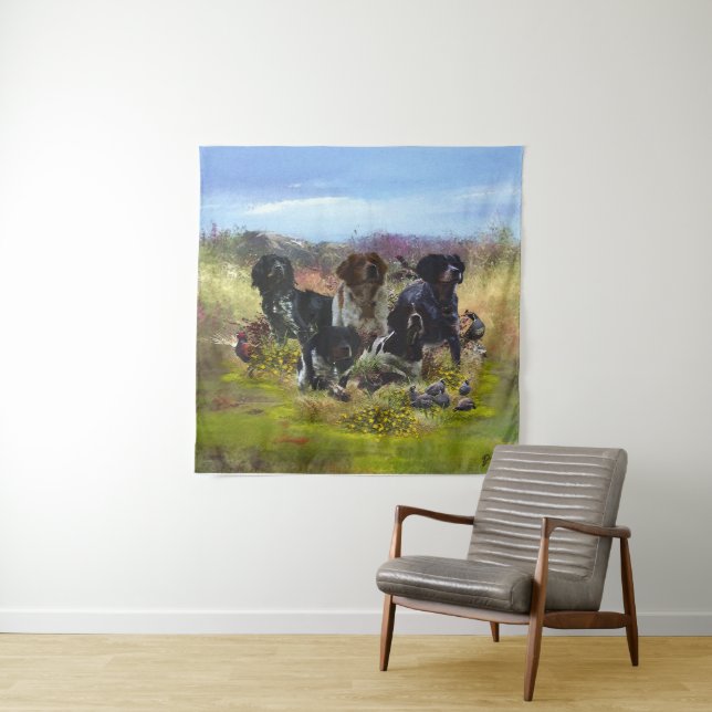  Brittany Spaniels,   Bird Hunting     Tapestry (In Situ (Horizontal))