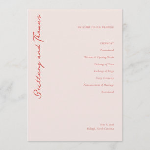 Brittany & Thomas Elegant Peach Serif Ceremony Sch Programme