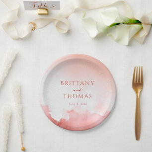 Brittany & Thomas Romantic Pink Gradient Paper Plate