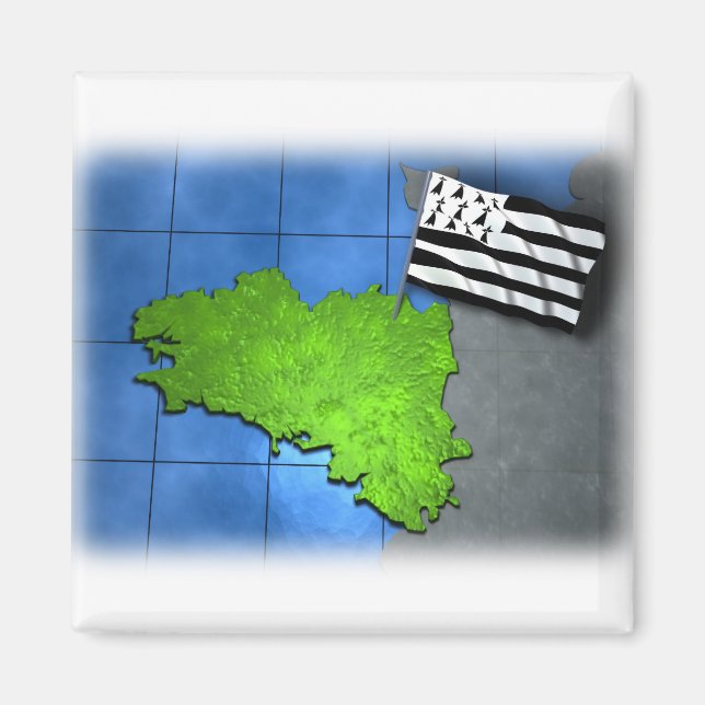 Brittany with its own flag magnet (Front)