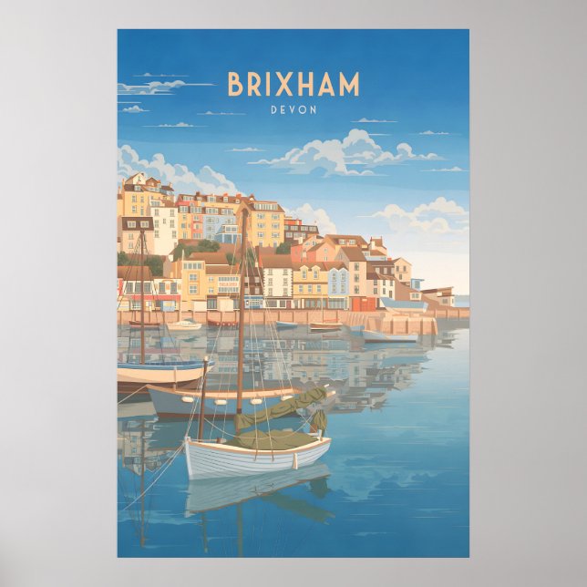 Brixham Devon Seaside Travel Poster (Front)
