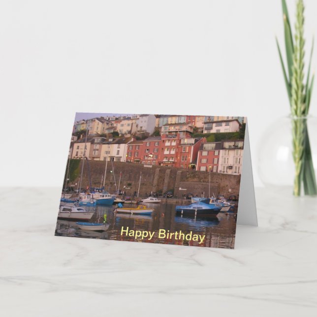 Brixham Harbour Birthday Card (Front)