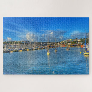Brixham Marina: Sunny Devon Harbour & Seagull View Jigsaw Puzzle