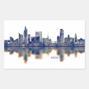 Brno Skyline Rectangular Sticker