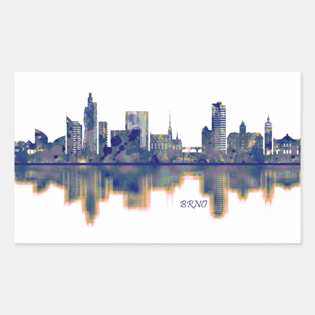 Brno Skyline Rectangular Sticker (Front)