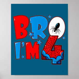 Bro 4 spider theme party boy birthday 4th years ol poster
