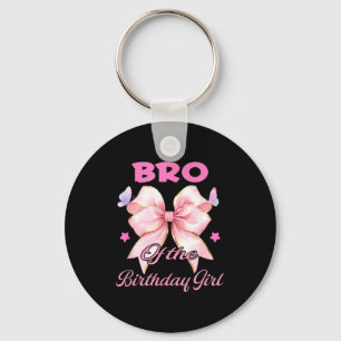 Bro birthday girl matching coquette pink bow key ring