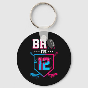 Bro I'm 12 Year Old Hockey Ice Cream Drip 12th Bir Key Ring