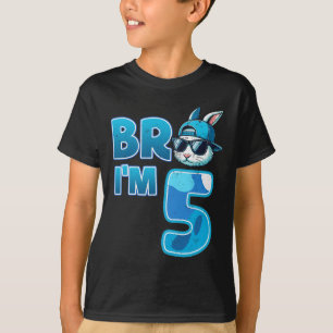 Bro I'm 5 Birthday Boy 5th Matching Easter Bunny R T-Shirt